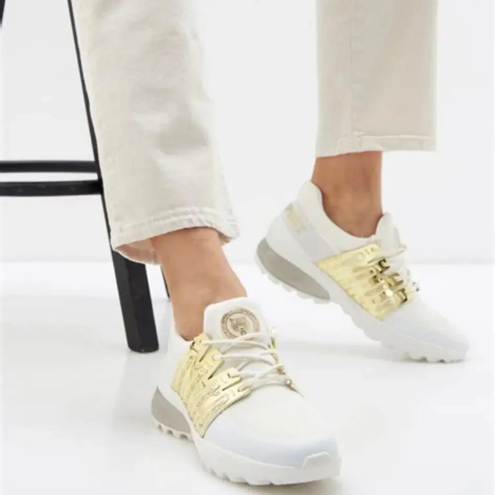 Plein Sport Gold Metallic Lace Up Shoes White Size 37/7 - Picture 1 of 16